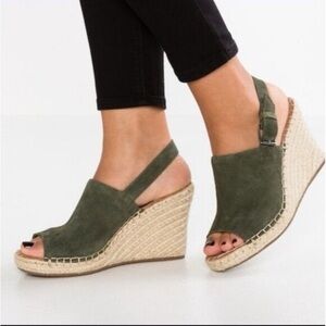 Toms Olive Green Wedge Sandals